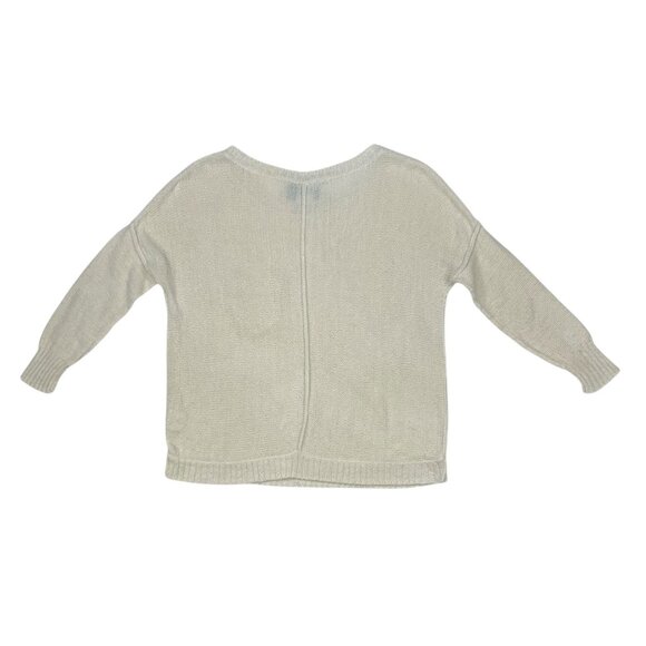 Brochu Walker Linen Sweater S Cream 3/4 Sleeve Scoop Neck Lightweight Coastal - Picture 12 of 13